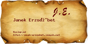 Janek Erzsébet névjegykártya